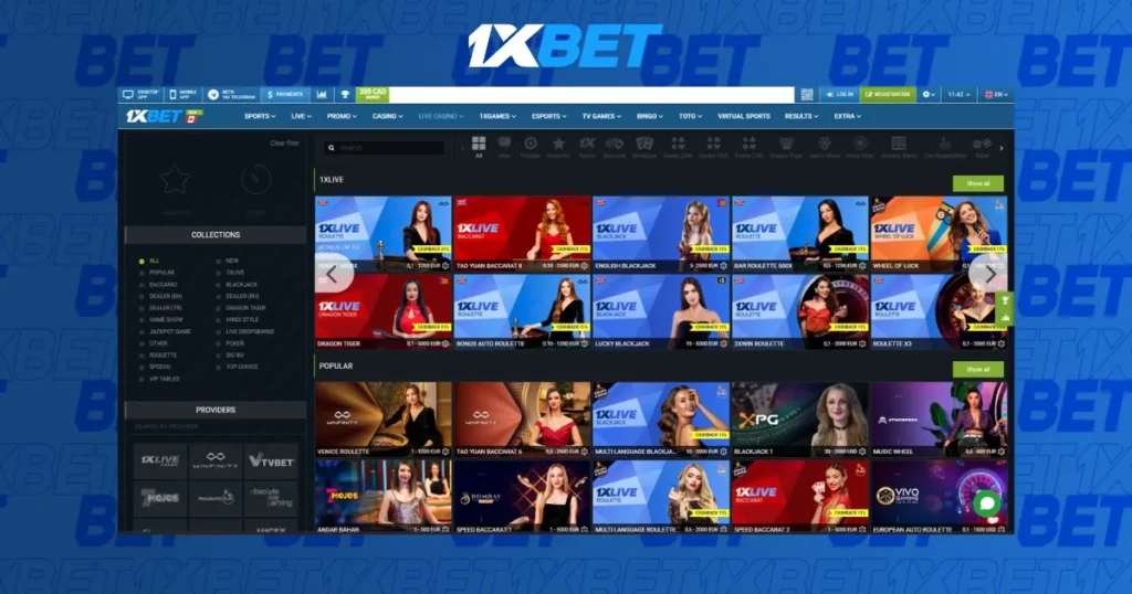 1xBet Japan ライブカジノの特徴